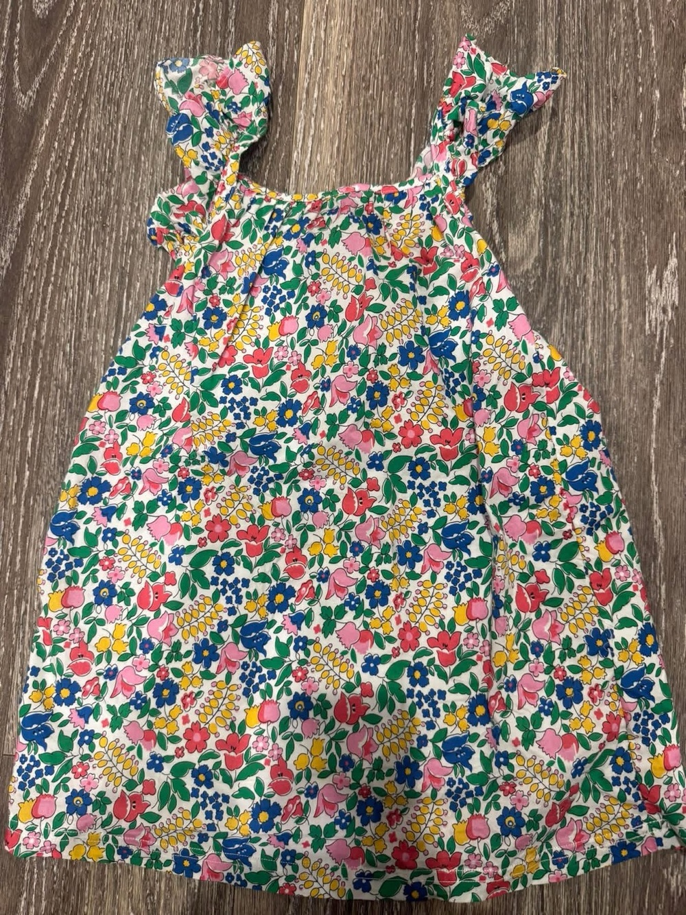 Girls Floral Sundress with Ruffle Straps - White Multi